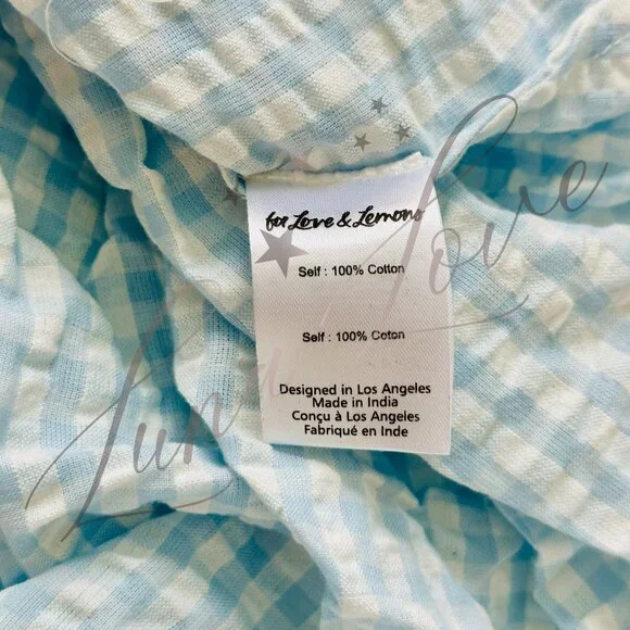 FOR LOVE & LEMONS Georgia Gingham Midi Dress In Blue NWT - Picture 8 of 12